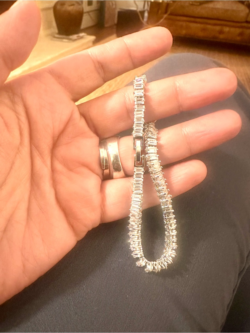 Silver Crystal Tennis Bracelet - Elegant Women's Jewelry